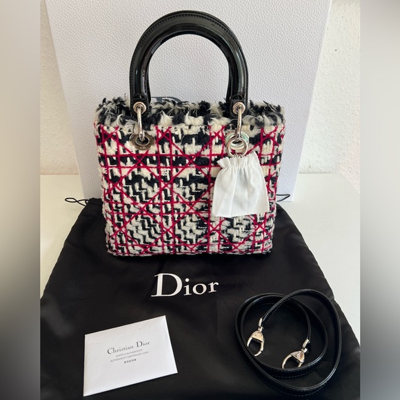 Christian Dior Black Quilted Tweed with Patent Leather
Lady Dior Bag - Picture 14 of 14